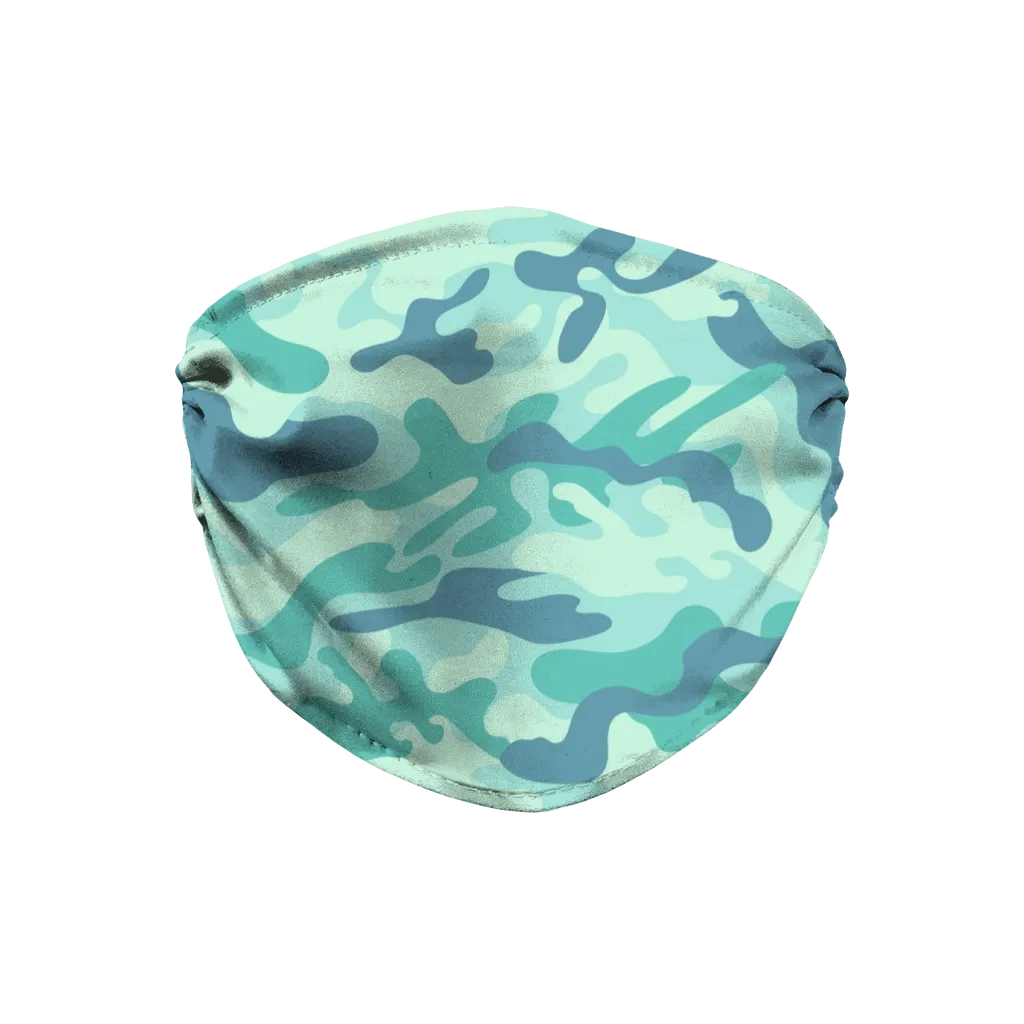 Teal Green Baja Camo Face Mask