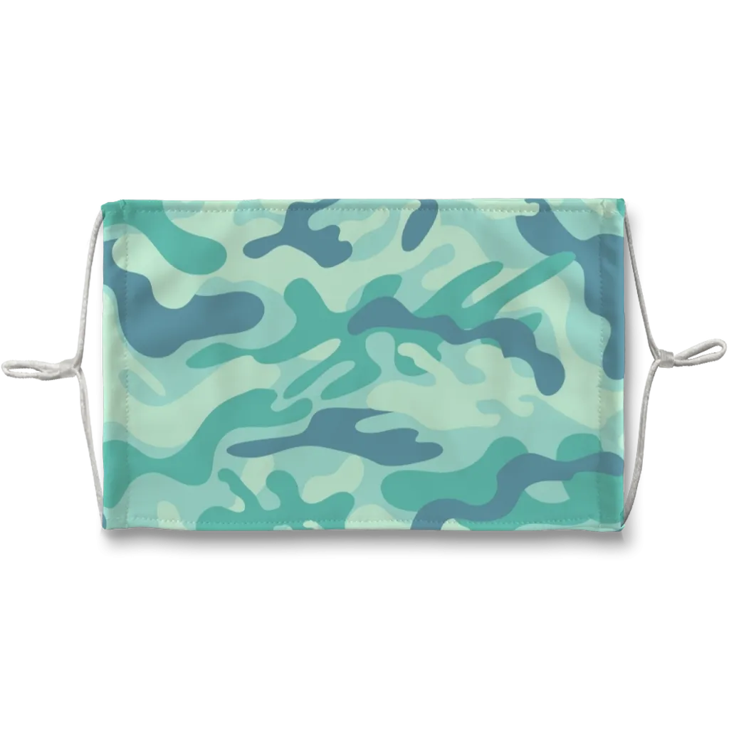 Teal Green Baja Camo Face Mask