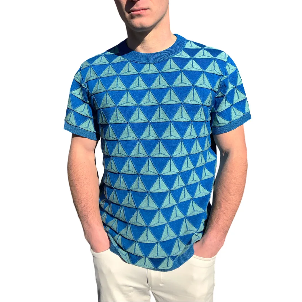 TETRA CREW NECK TEE IN COBALT AQUA