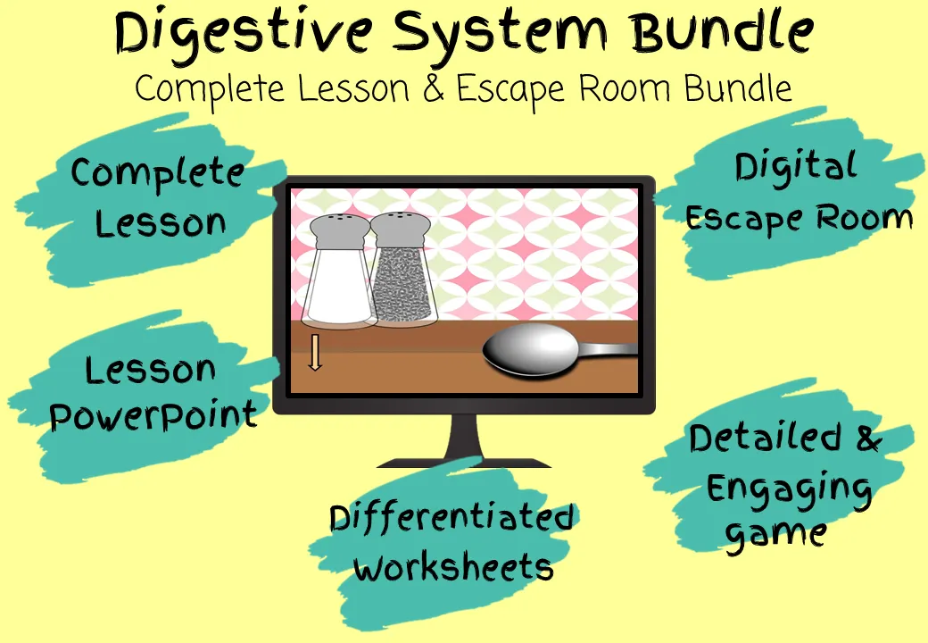 The Digestive System Lesson and Escape Room Bundle