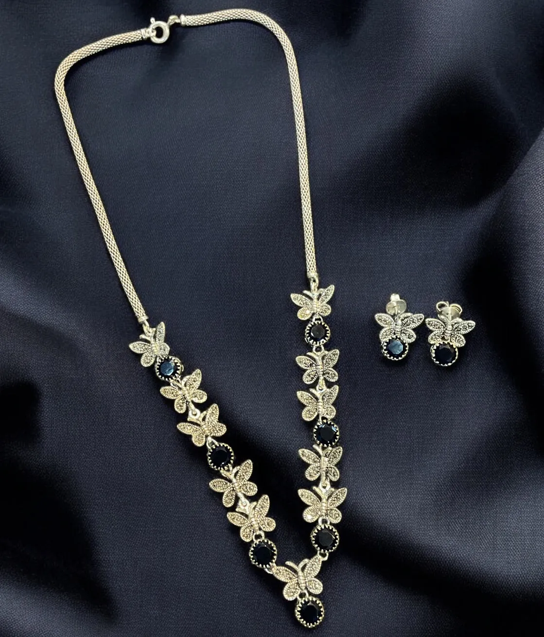 The Exquisite Butterfly Silver Marcasite Necklace & Earrings
