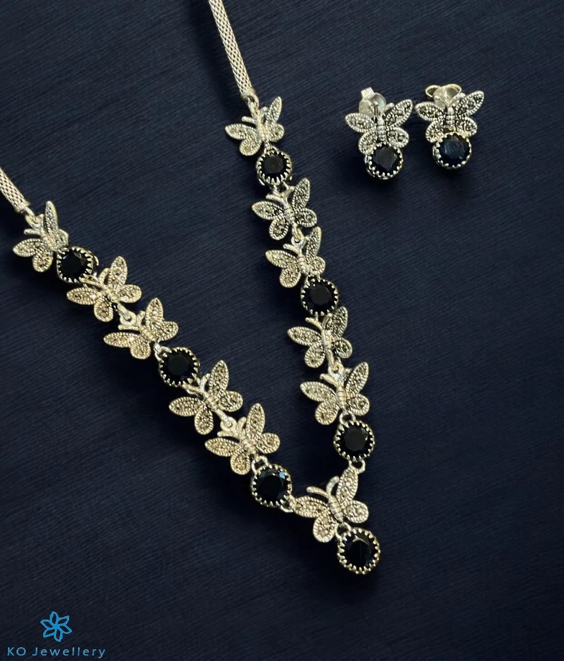 The Exquisite Butterfly Silver Marcasite Necklace & Earrings