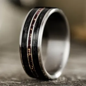 The Gent's Salute | Men's Titanium Wedding Band with Whiskey Barrel & Roses