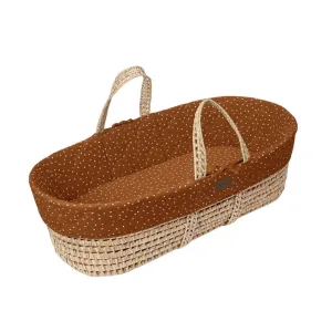 THE LITTLE GREEN SHEEP Natural Quilted Moses Basket & Mattress - Terracotta Rice