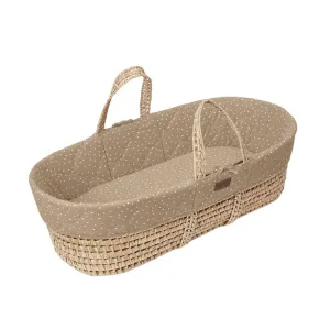 THE LITTLE GREEN SHEEP Natural Quilted Moses Basket & Mattress - Truffle Rice