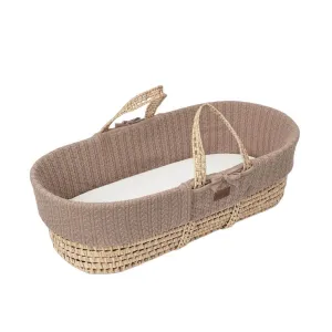 THE LITTLE GREEN SHEEP Organic Knitted Moses Basket & Mattress - Truffle