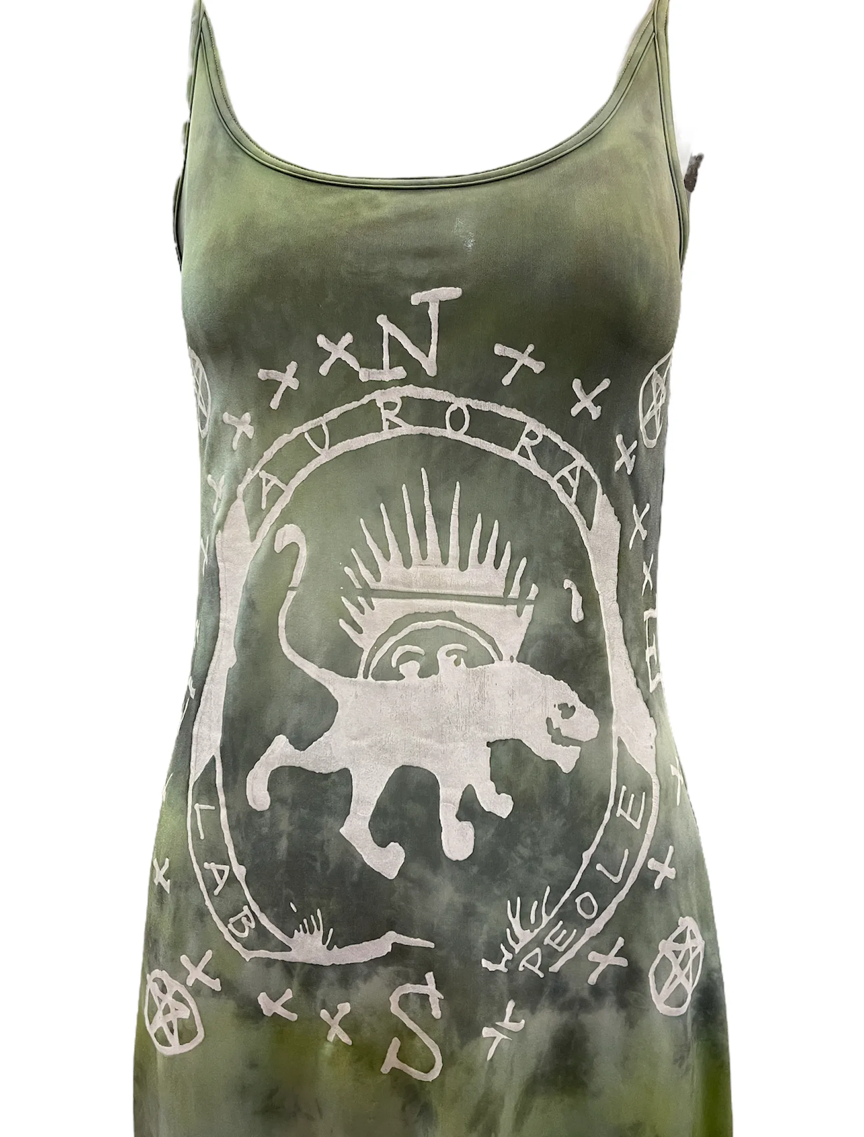 The People of the Labyrinths Green tie dye Jersey Tank Dress
