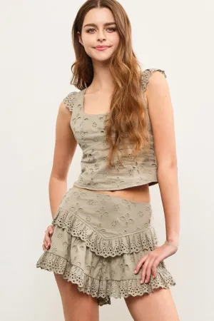 The Pia top- Lt Olive