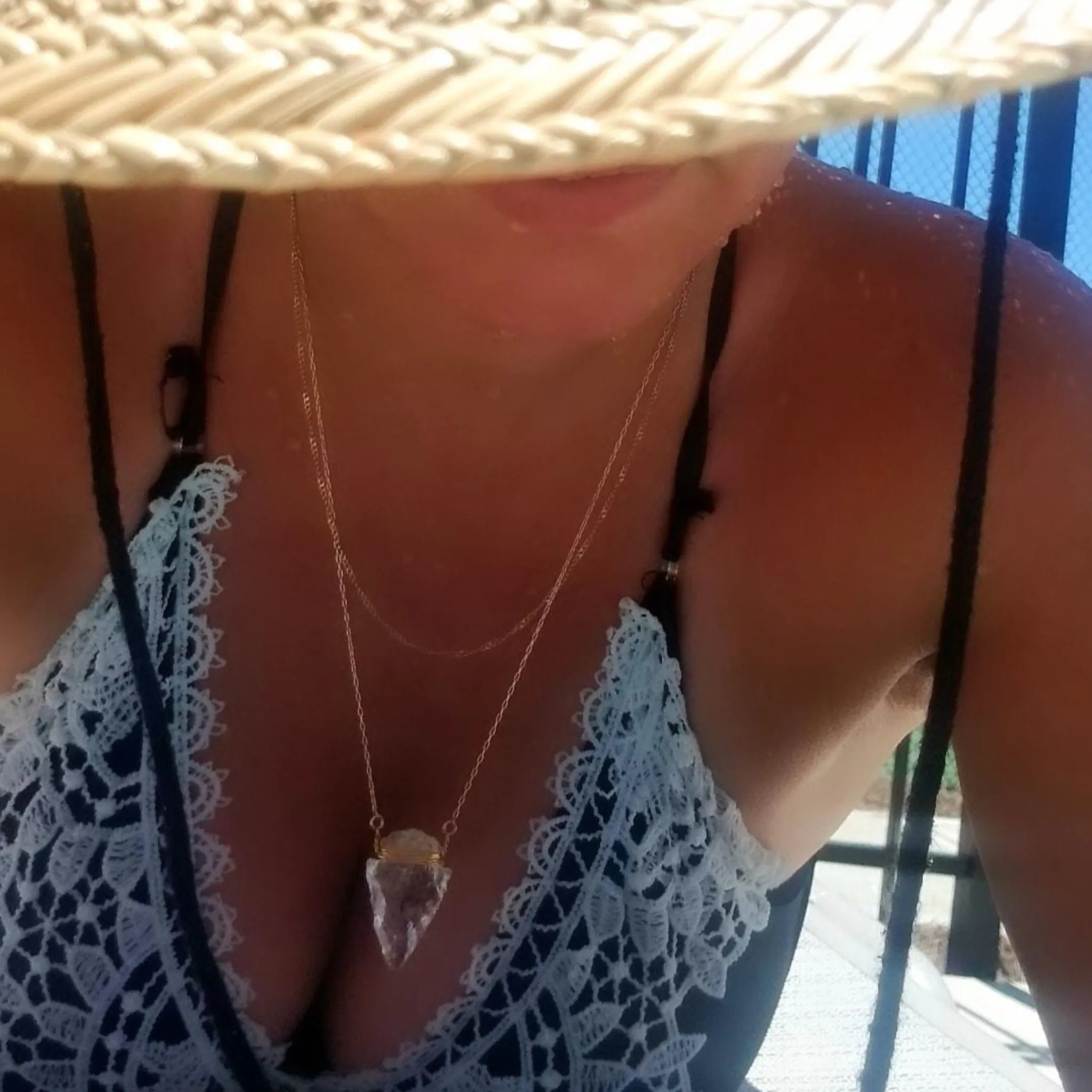 The "Steph" - Crystal Quartz Arrowhead Necklace - Sterling or Gold