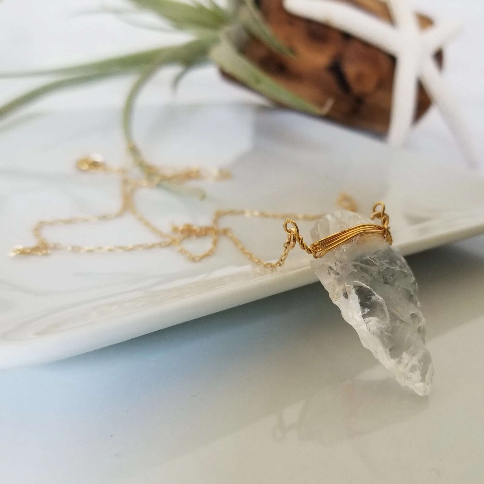 The "Steph" - Crystal Quartz Arrowhead Necklace - Sterling or Gold