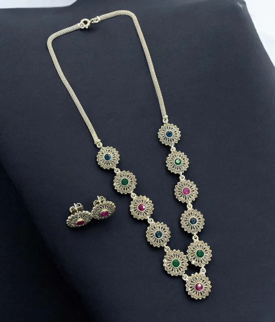 The Radiant Flora Silver Marcasite Necklace & Earrings