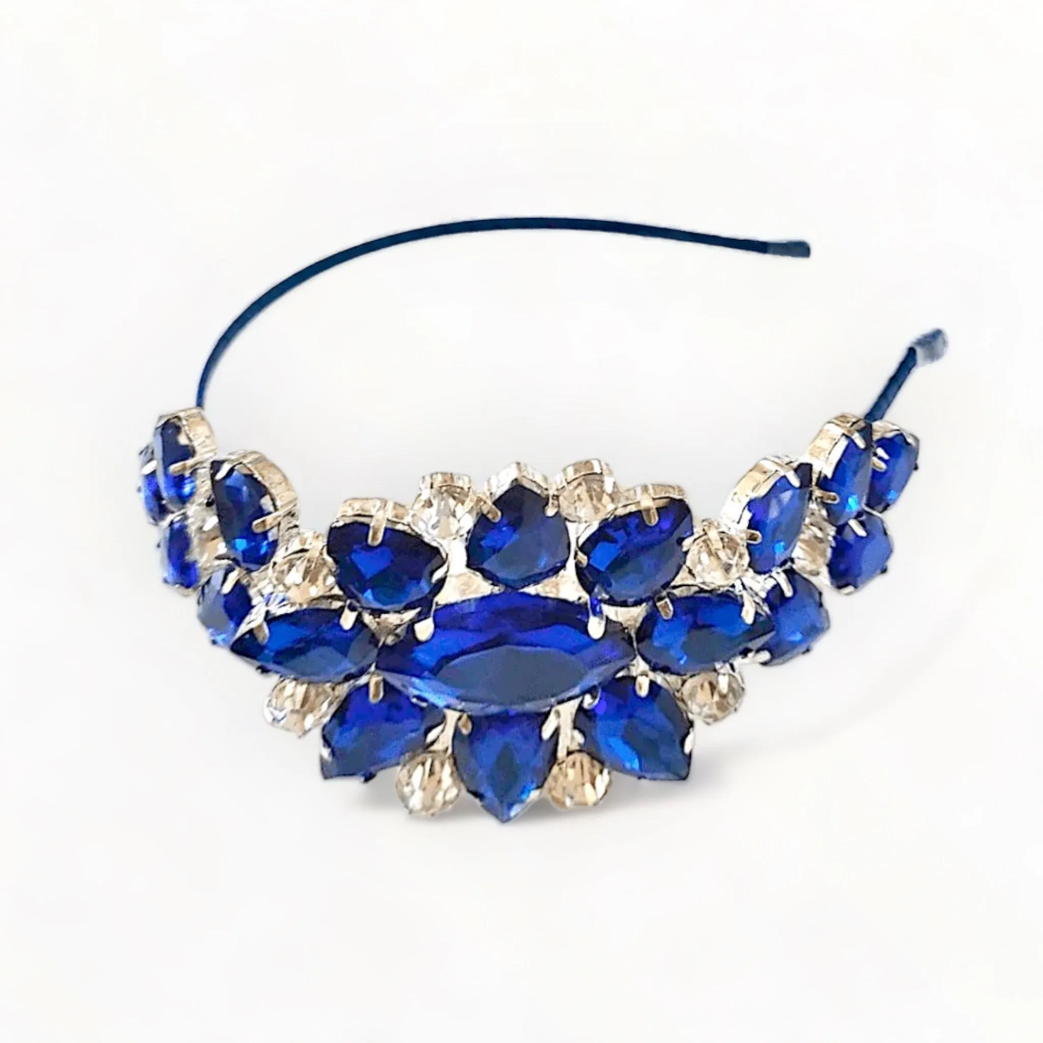 The Rubelina Girls Headband | Saphire Blue Rhinestone & Diamante Crown