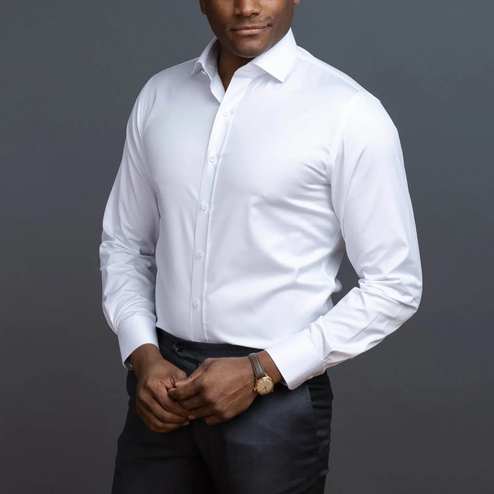 The White Albini Ellington Twill Custom Shirt