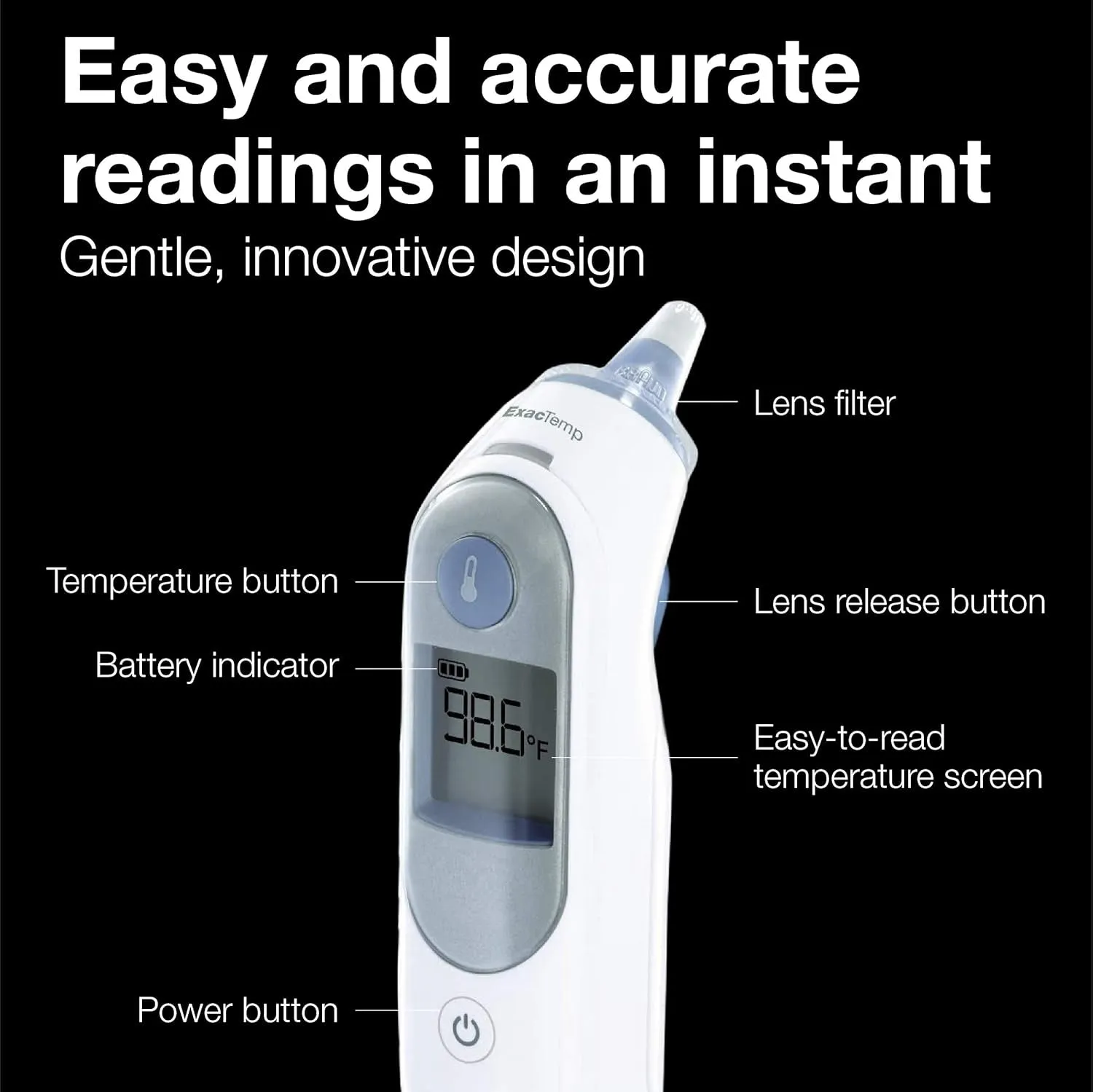 Thermoscan 5 Ear Thermometer - Exactemp Stability Indicator for Professional Accuracy, Digital Display, Baby and Infant Friendly, No. 1 Brand Recommended by Pediatricians, FSA and HSA Eligible
