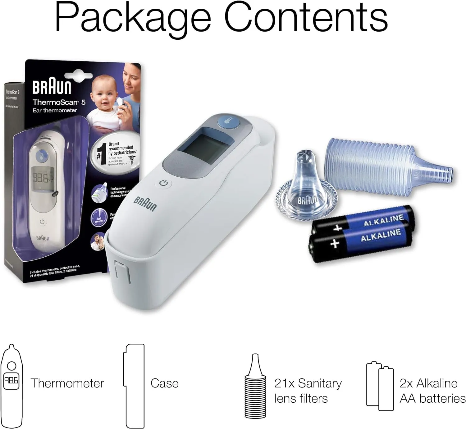 Thermoscan 5 Ear Thermometer - Exactemp Stability Indicator for Professional Accuracy, Digital Display, Baby and Infant Friendly, No. 1 Brand Recommended by Pediatricians, FSA and HSA Eligible