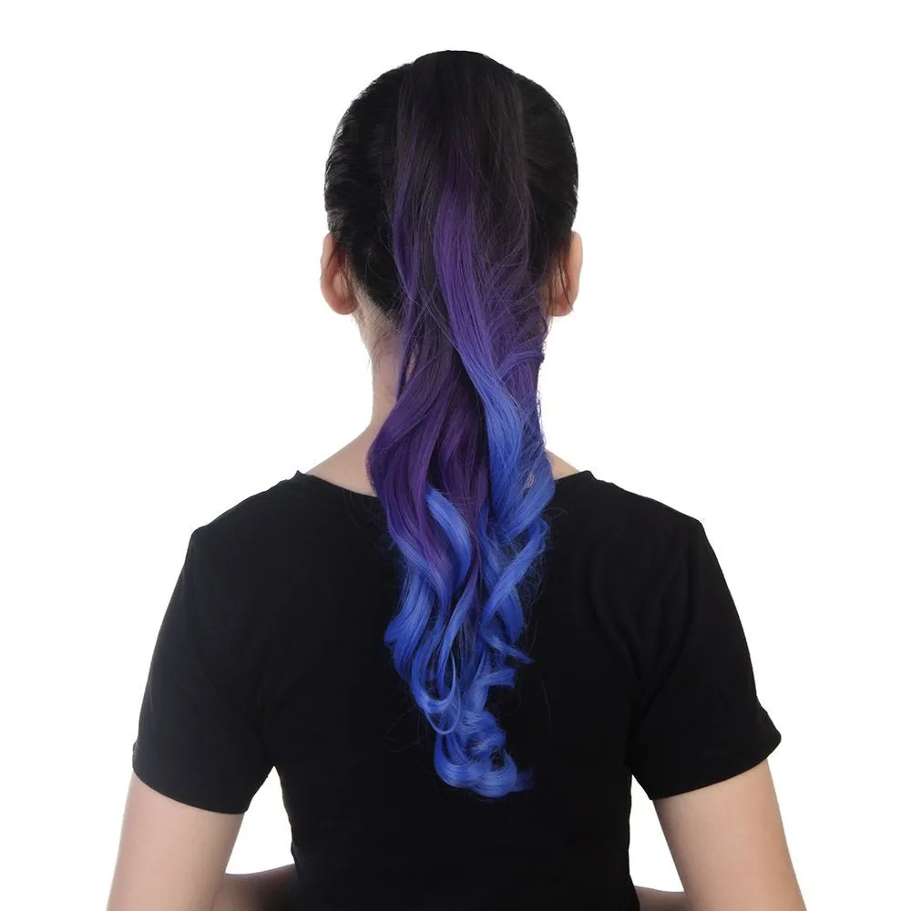 Three Color Synthetic Curly Ponytail Human Hair Feel Synthetic Kinky Curly Hairpiece 22" Claw Clip