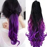 Three Color Synthetic Curly Ponytail Human Hair Feel Synthetic Kinky Curly Hairpiece 22" Claw Clip