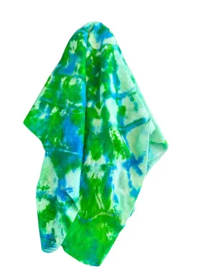 TIE DYE CHAMOIS LARGE 66cm  X 43cm- GREENS & BLUE