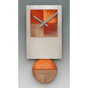 Tie Pendulum Wall Clock in Stainless Steel and Hand Colored Copper by Leonie Lacouette
