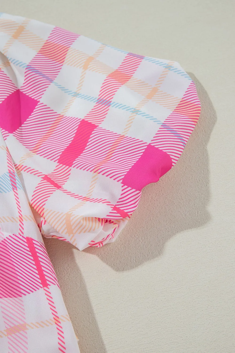 Tied Plaid Round Neck Short Sleeve Dress