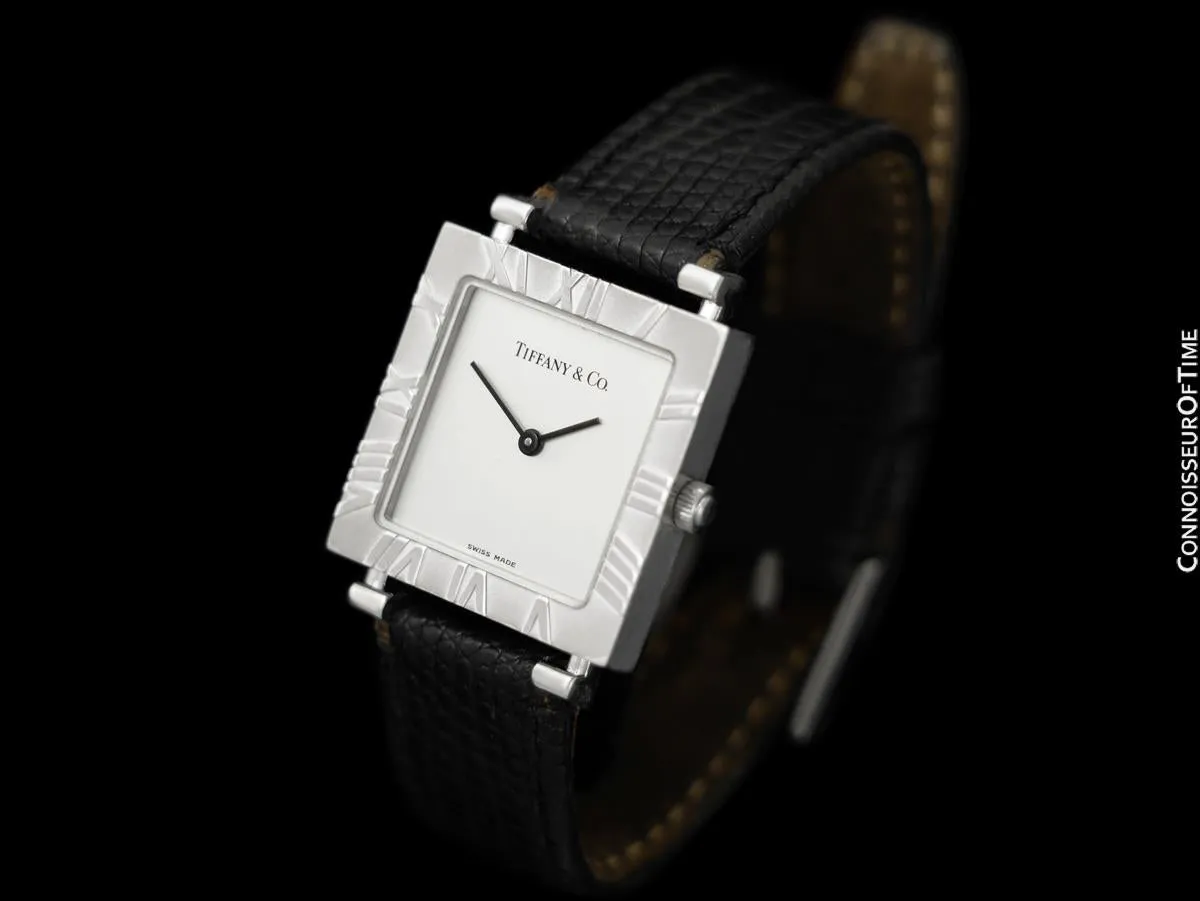 Tiffany & Co. Atlas Mens Midsize Unisex Square Watch - Sterling Silver
