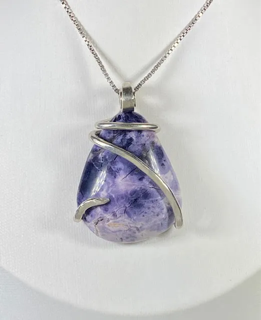 Tiffany Stone Handmade Stone Pendant Wrapped in Silver