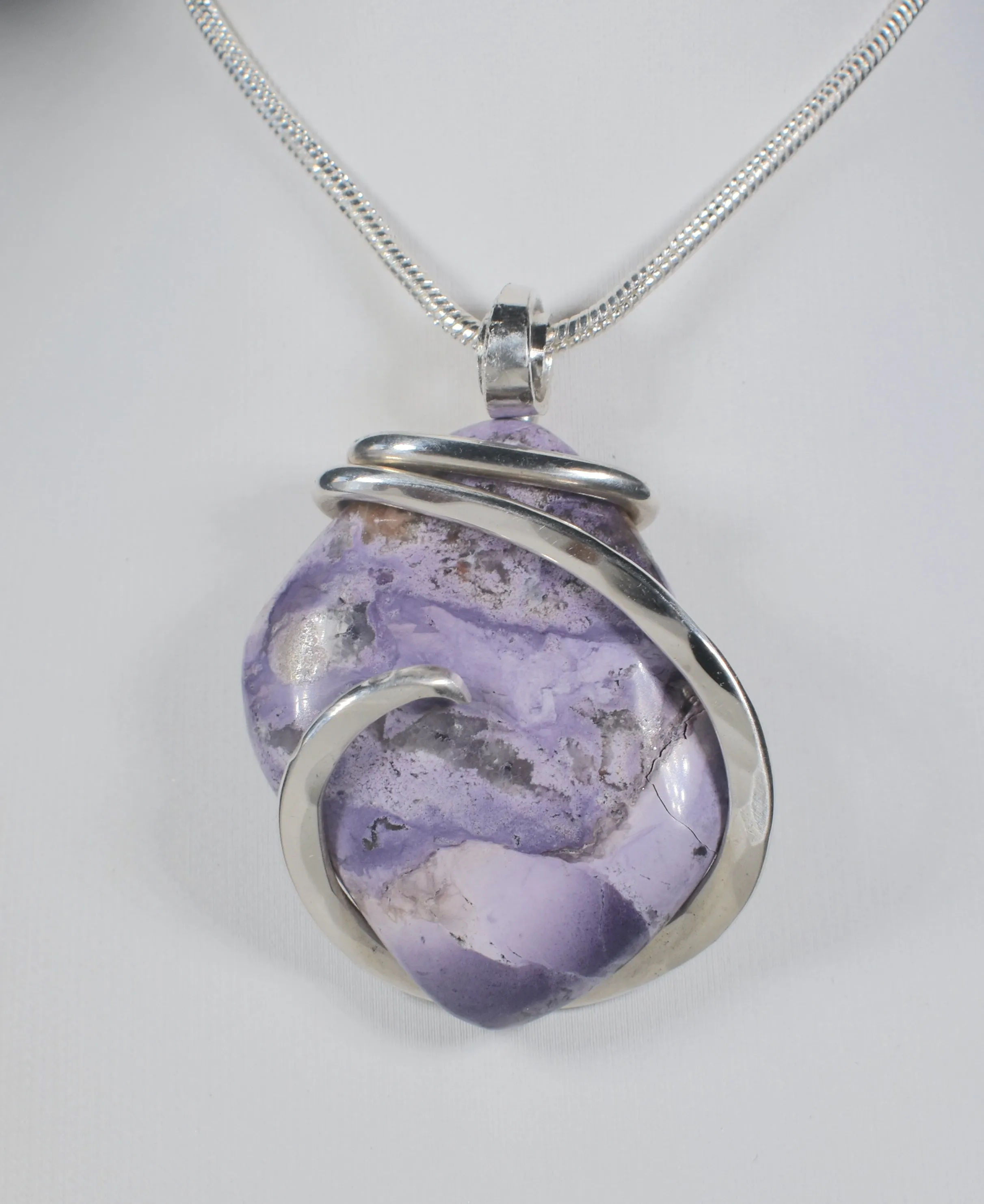 Tiffany Stone Handmade Stone Pendant Wrapped in Silver
