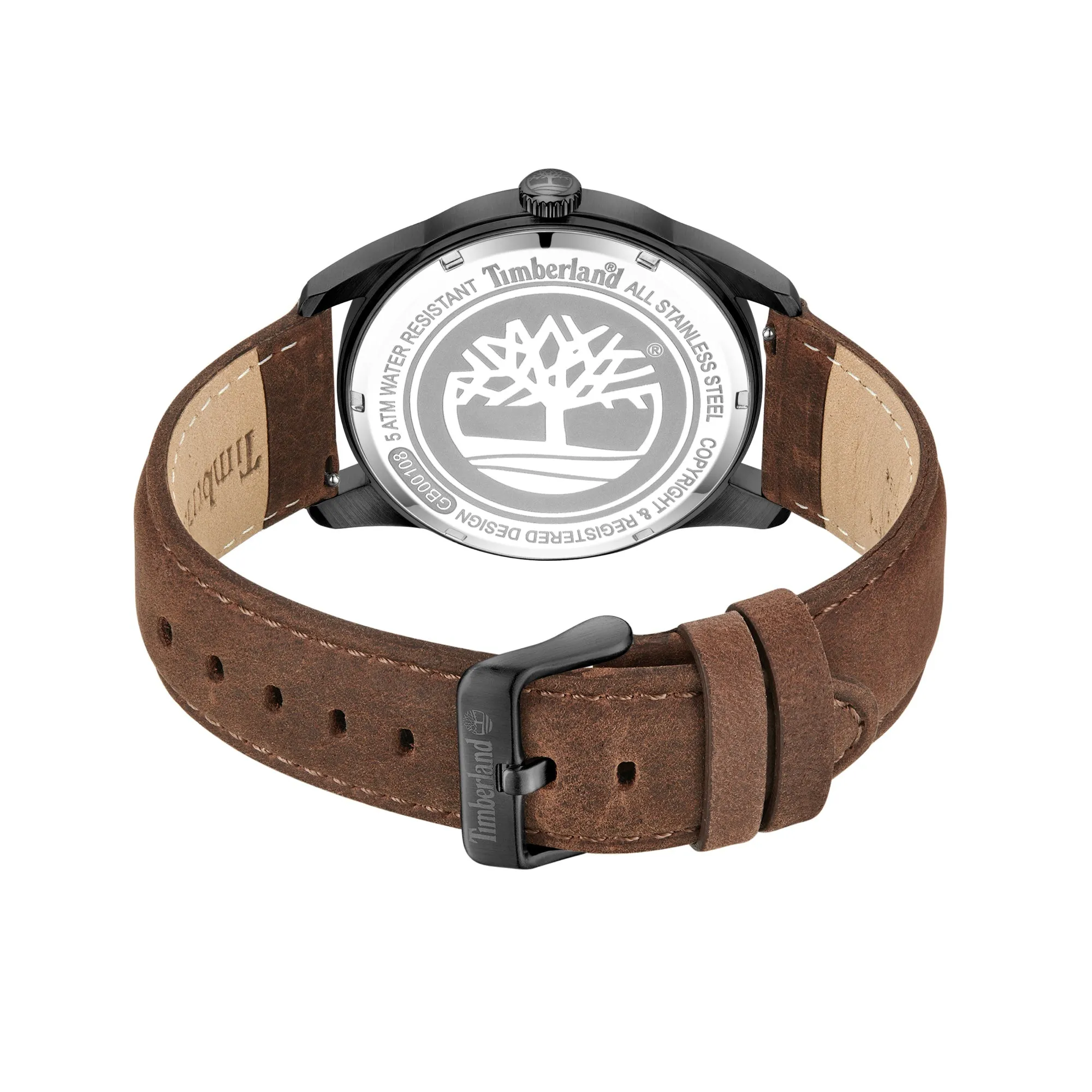 Timberland Orford Ionic-Plated Stainless Steel & Leather Strap Watch
