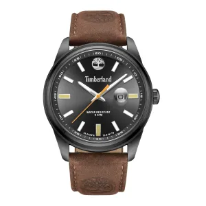 Timberland Orford Ionic-Plated Stainless Steel & Leather Strap Watch