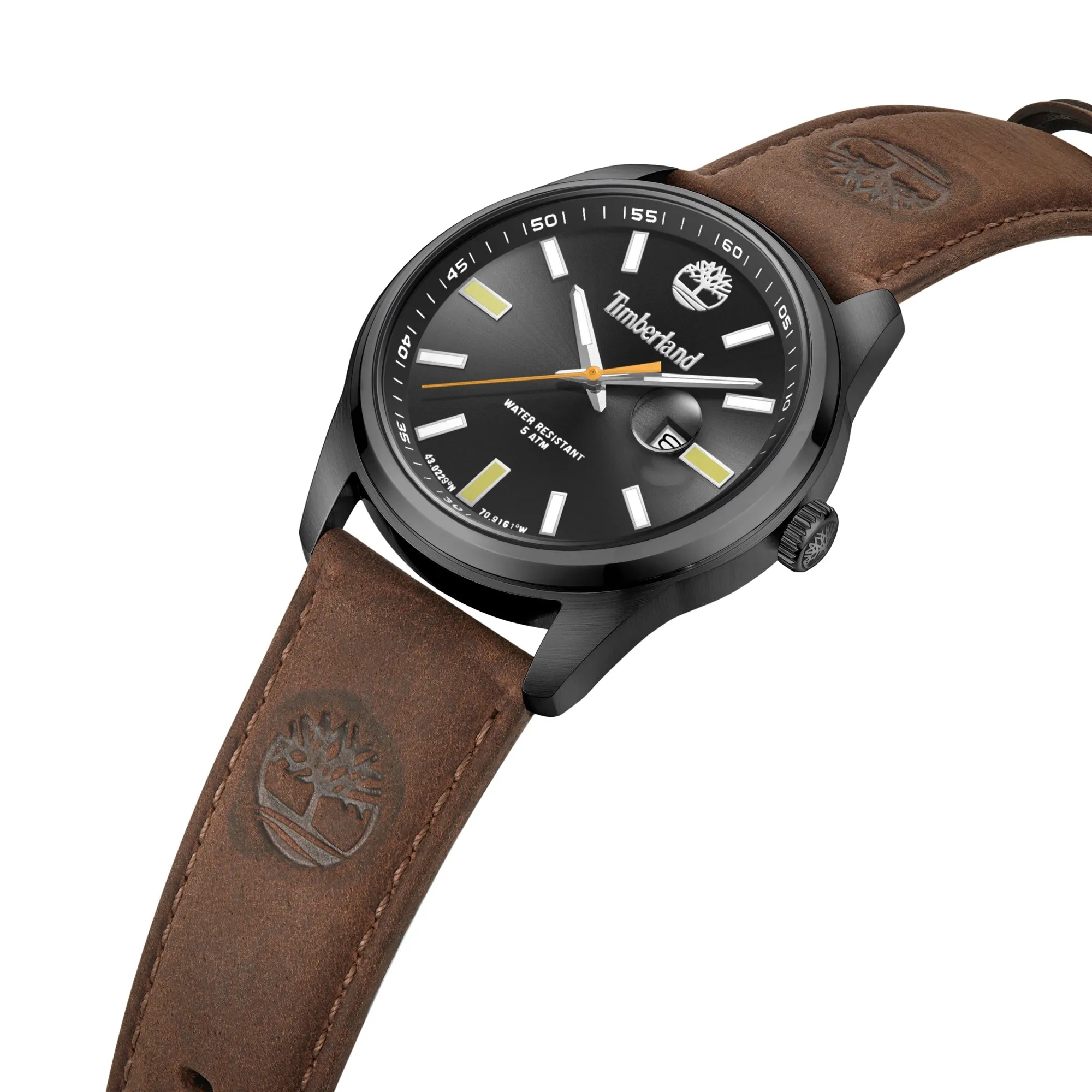 Timberland Orford Ionic-Plated Stainless Steel & Leather Strap Watch