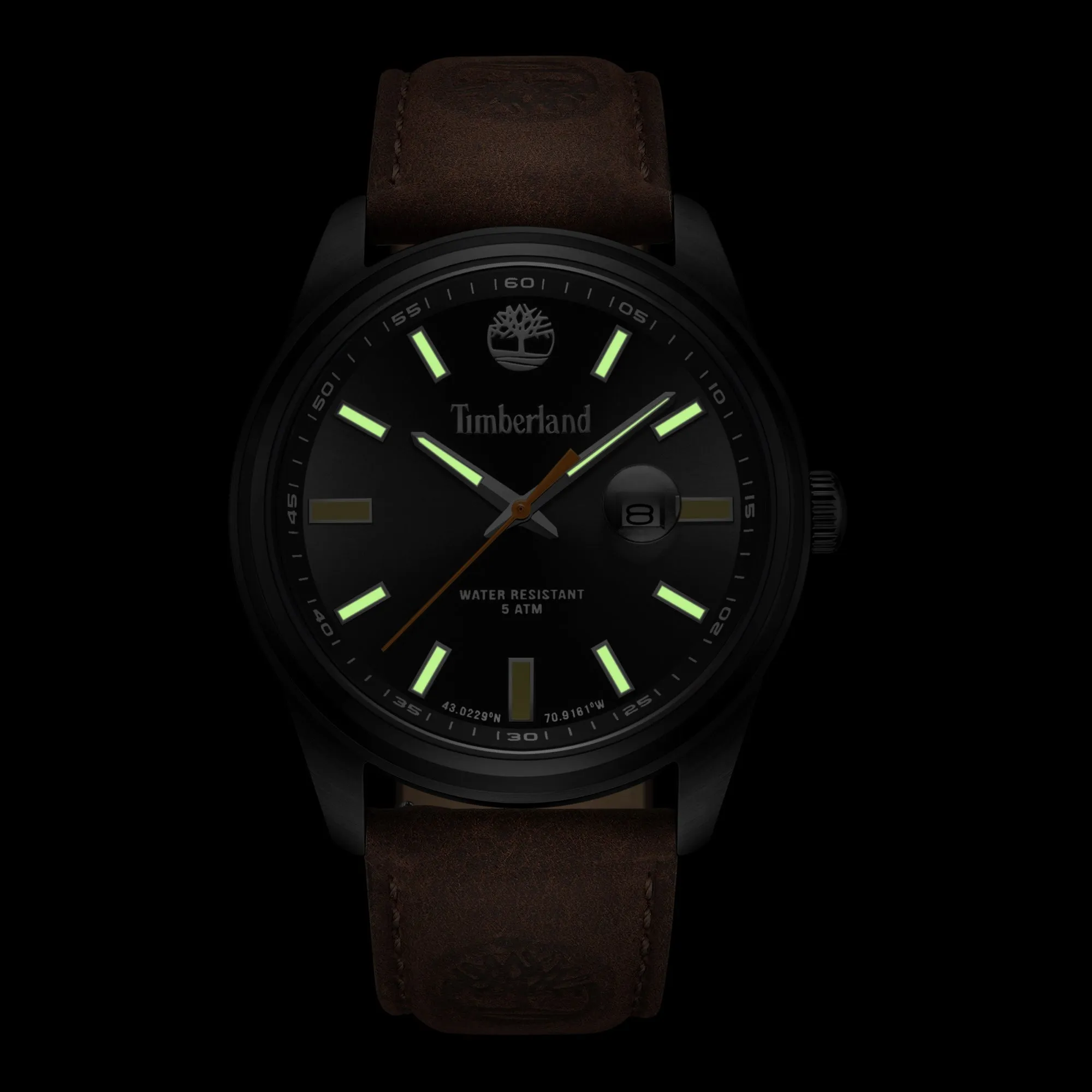 Timberland Orford Ionic-Plated Stainless Steel & Leather Strap Watch