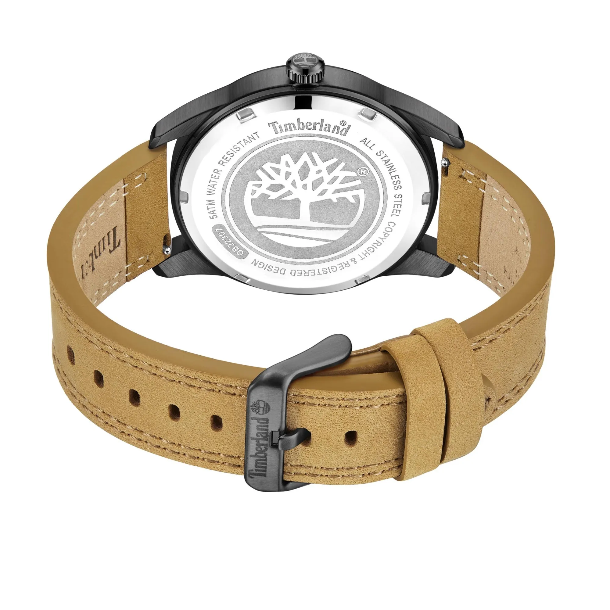 Timberland Sherbrook Black-Plated Stainless Steel & Leather Strap Men's Watch