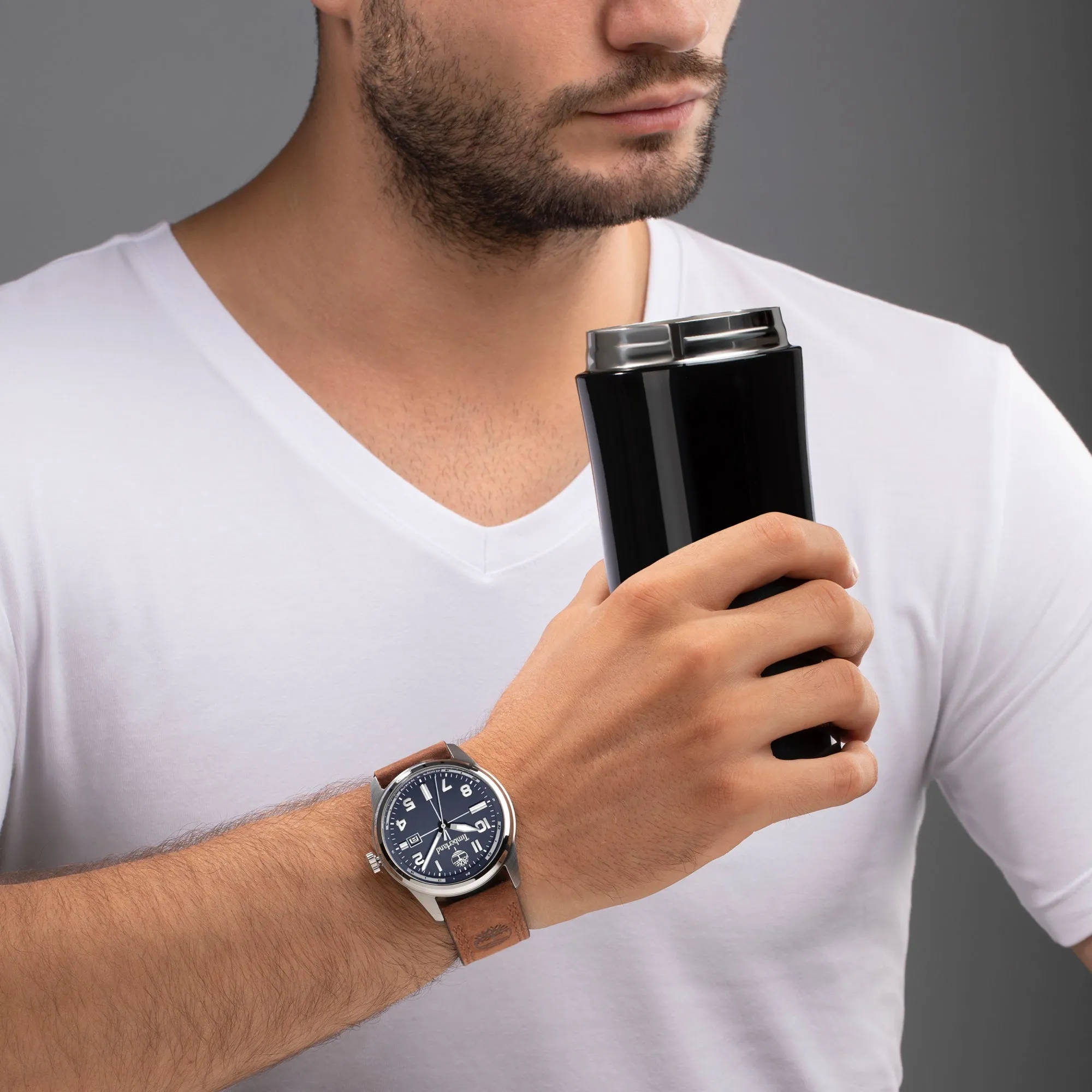 Timberland Sherbrook Stainless Steel & Leather Strap Men's Watch