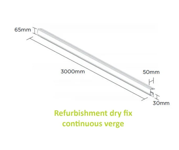 Timloc Continuous Dry Verge for Refurbishments Slate / Flat Tile - 3m (pack of 4)