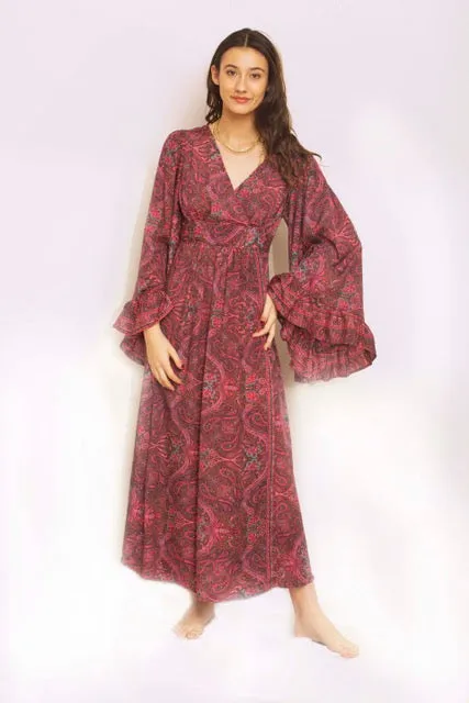 Tina Printed Maxi Dress Brown/Pink