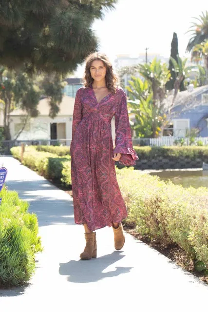 Tina Printed Maxi Dress Brown/Pink