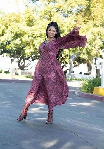 Tina Printed Maxi Dress Brown/Pink