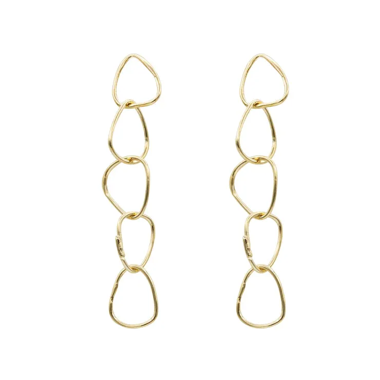 Tiny Five Hoop Drop Earrings in Gold