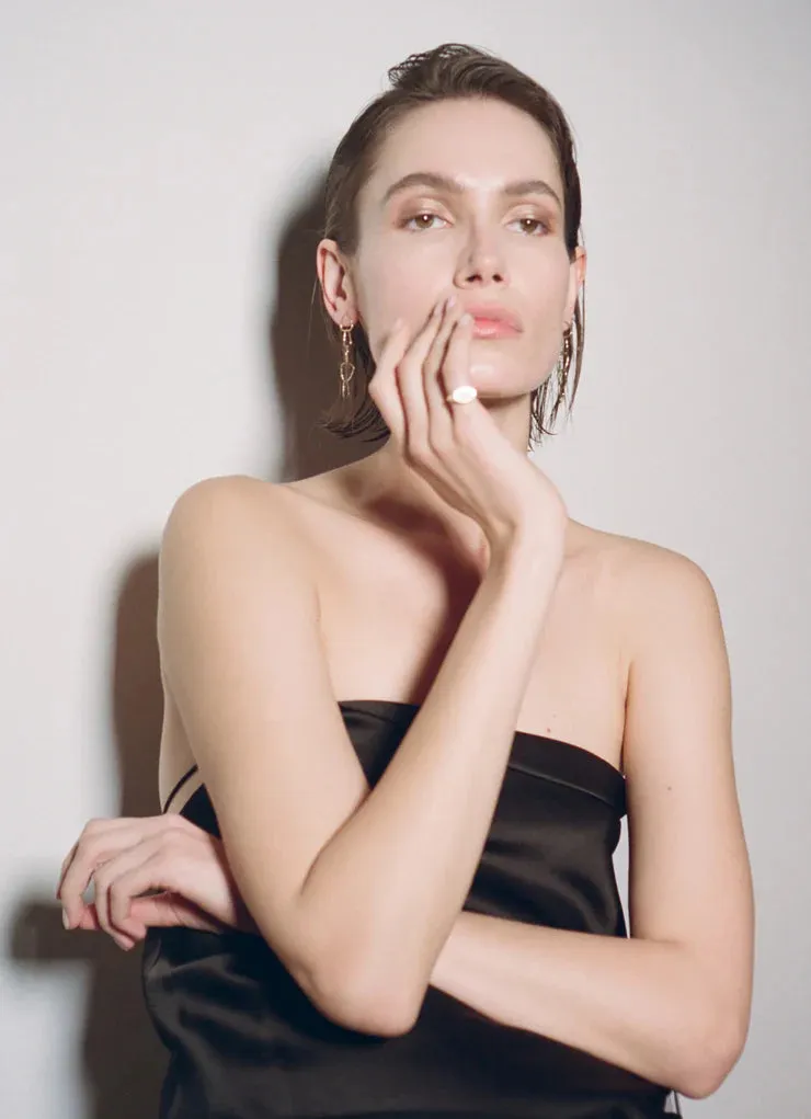 Tiny Five Hoop Drop Earrings in Gold