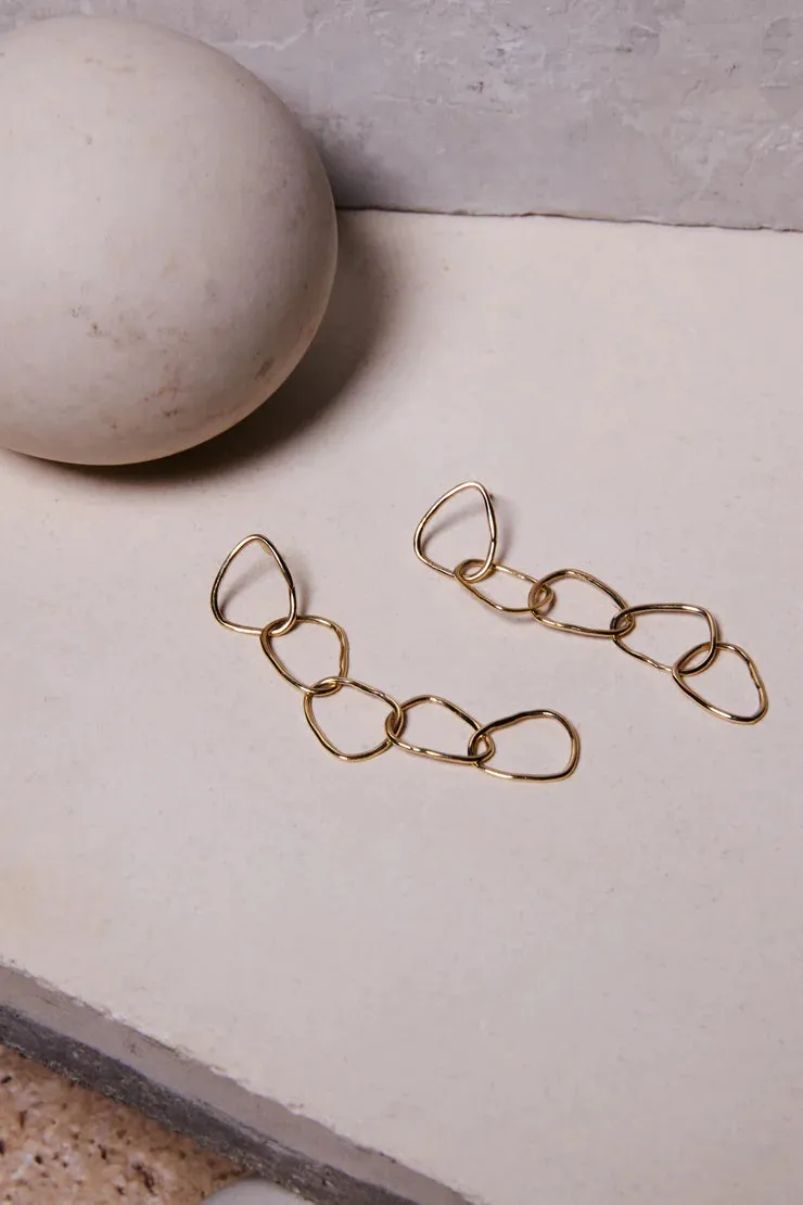 Tiny Five Hoop Drop Earrings in Gold