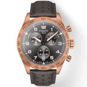 Tissot watch prs 516 chronograph 45mm gray quartz steel finish pvd gold pink t131.617.36.082.00
