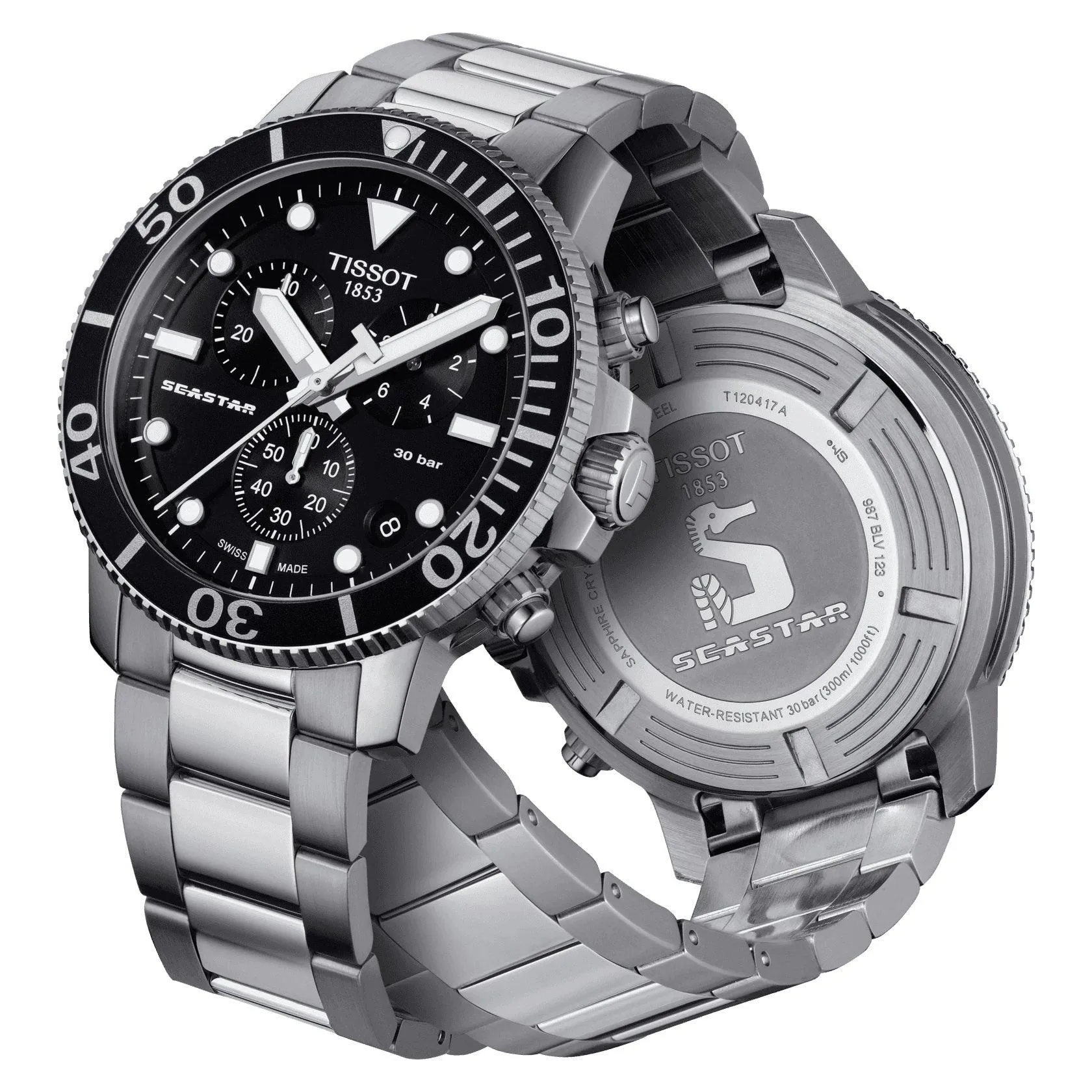 Tissot watch Seastar 1000 Chronograph 45mm Black Quartz Steel T120.417.11.051.00
