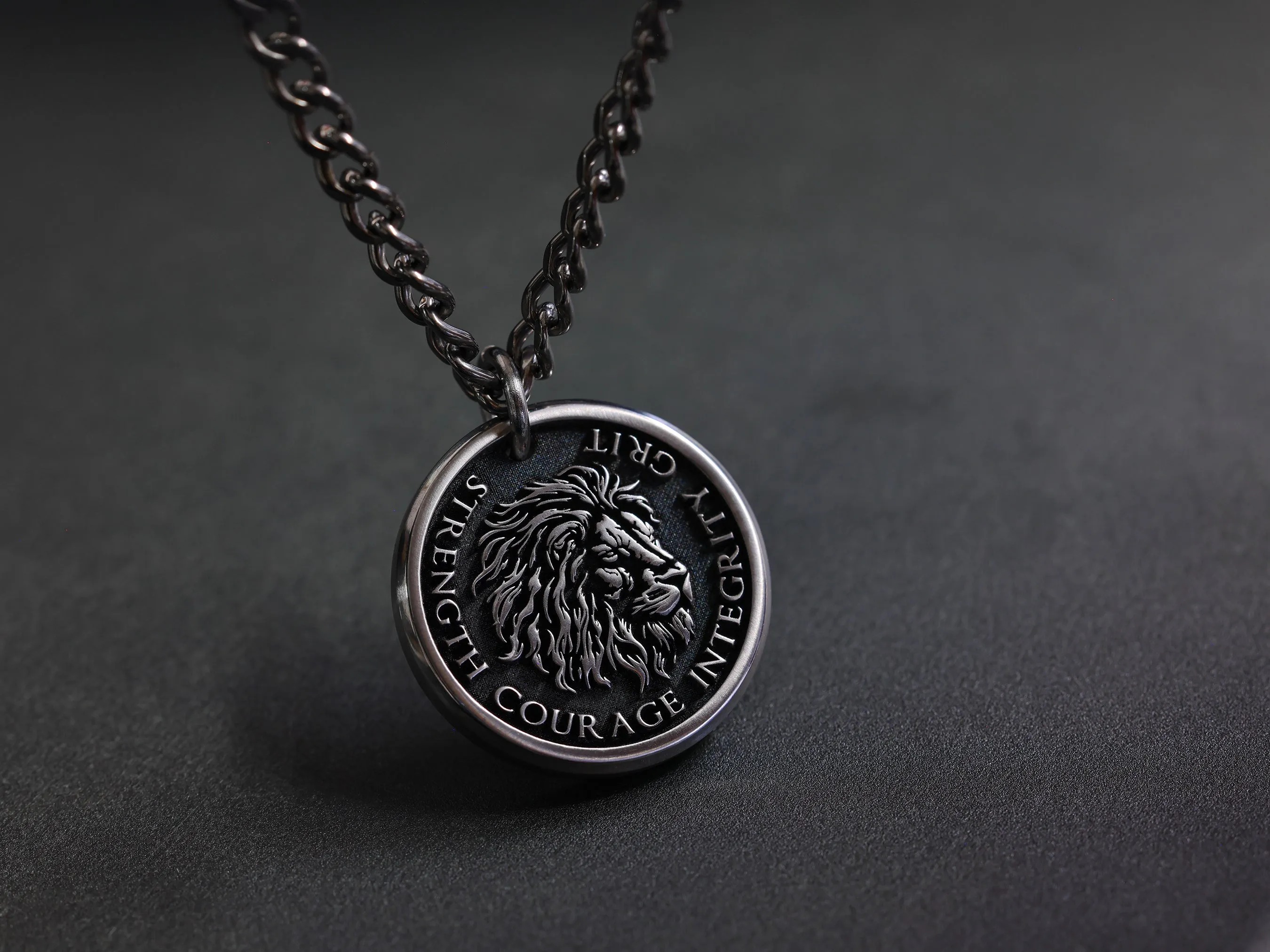 TITANIUM Custom Lion Strength Necklace