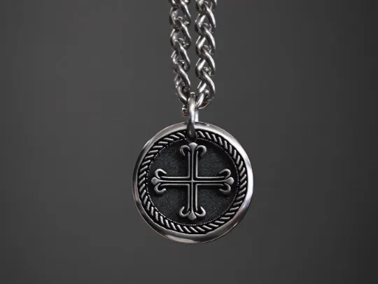 TITANIUM Mens Cross Necklace