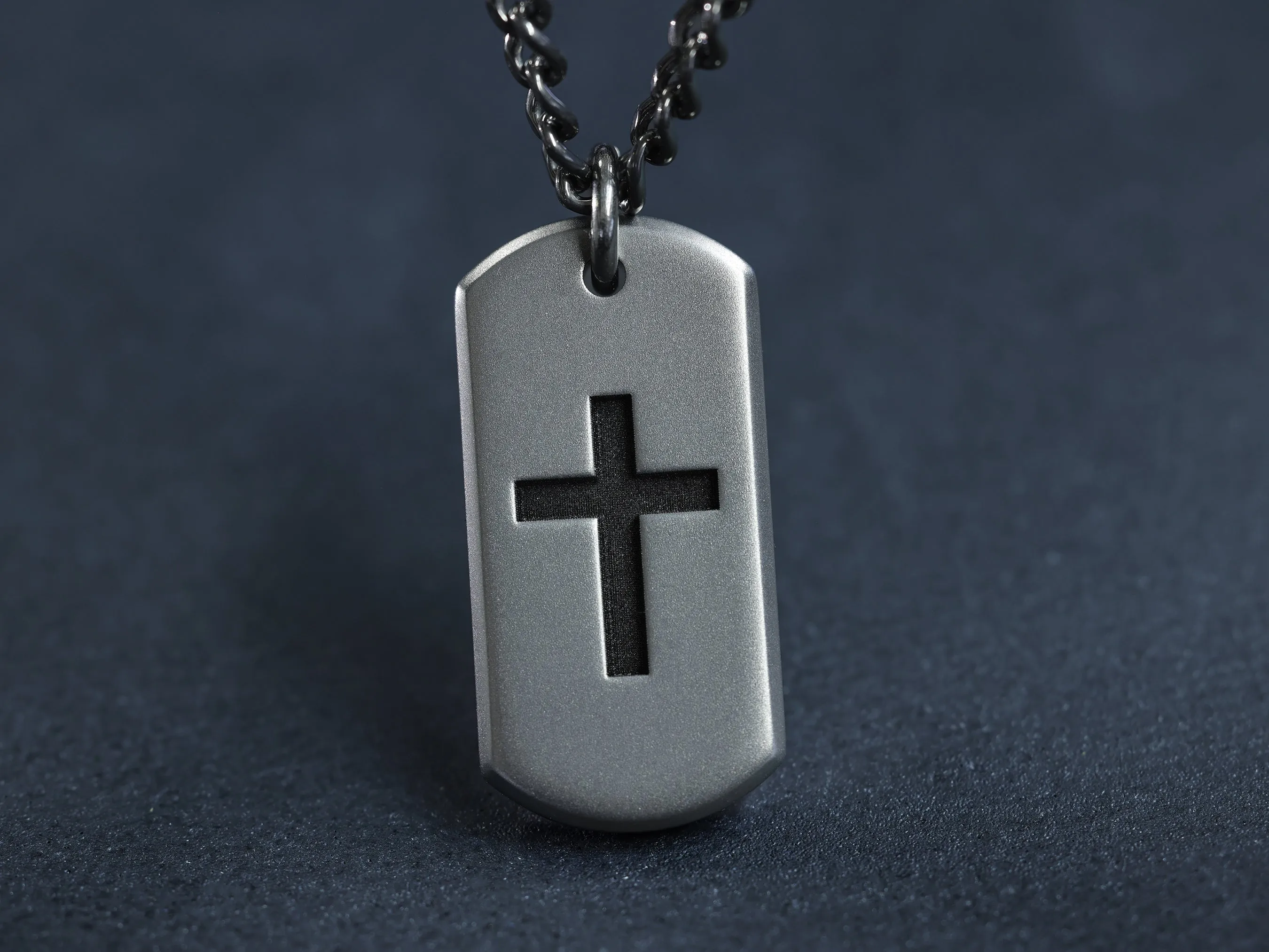 TITANIUM Mini Tag Cross Necklace