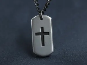 TITANIUM Mini Tag Cross Necklace