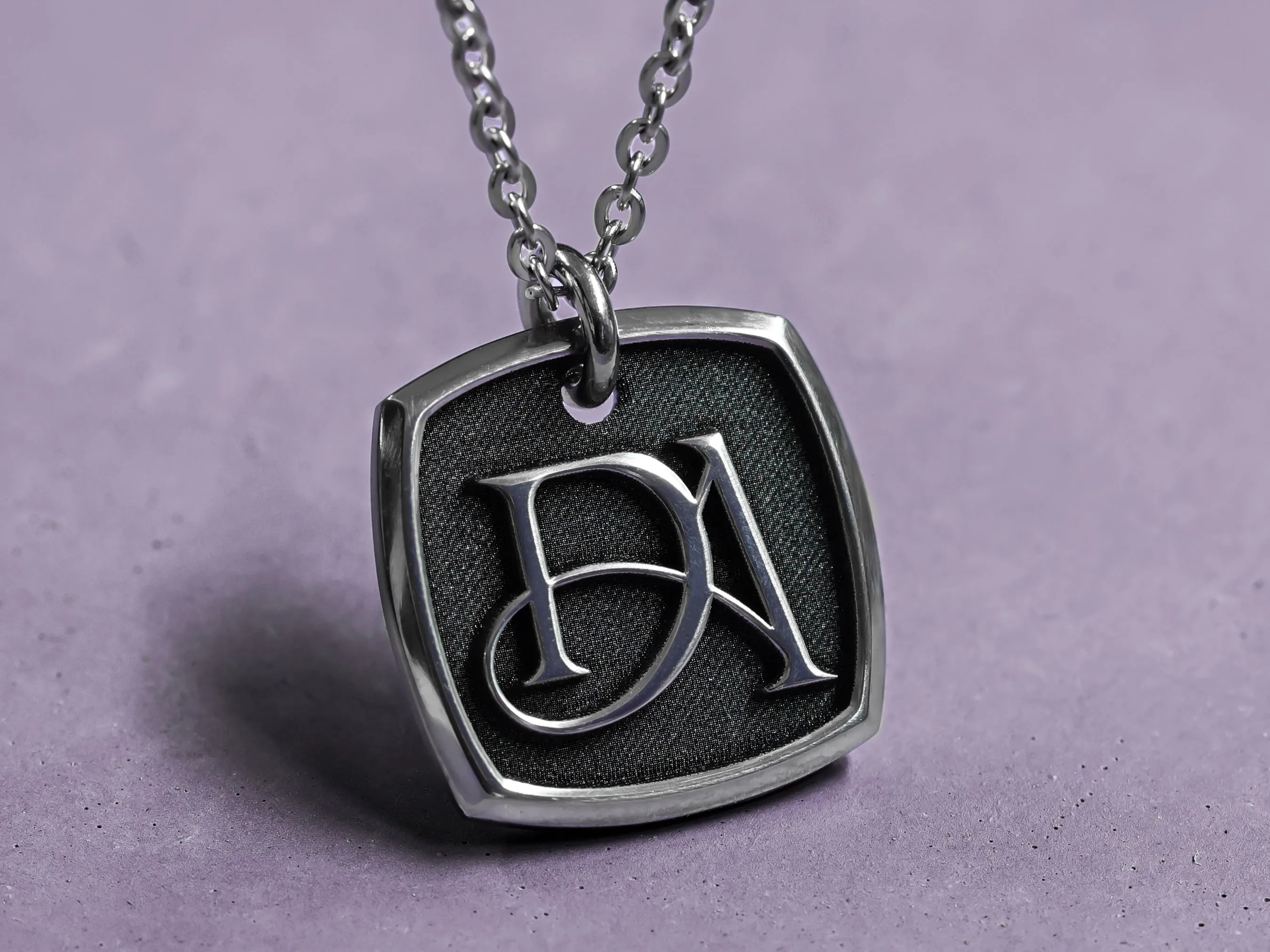 TITANIUM Your Artwork - Womens 3D Square Custom Art Necklace