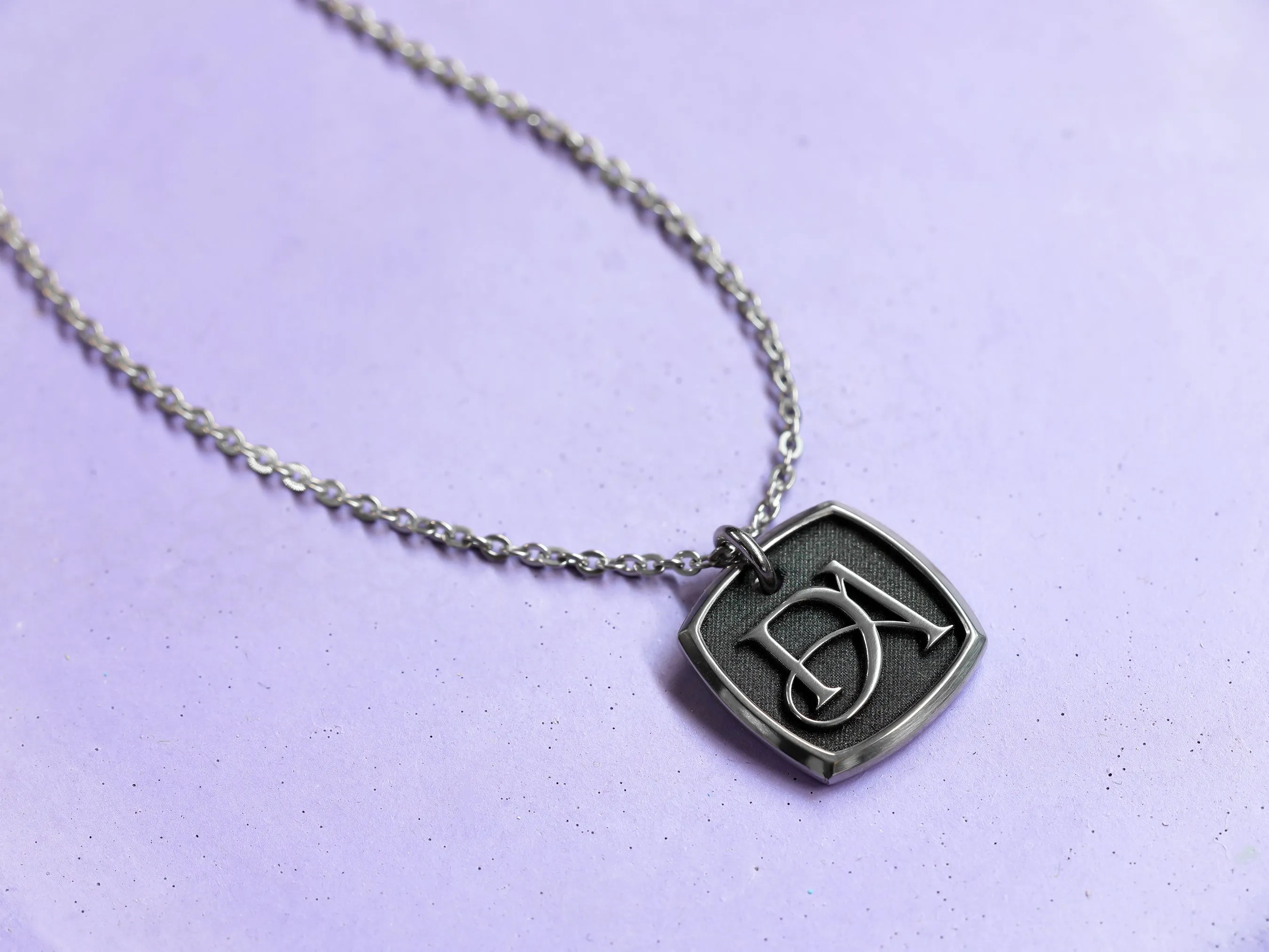 TITANIUM Your Artwork - Womens 3D Square Custom Art Necklace