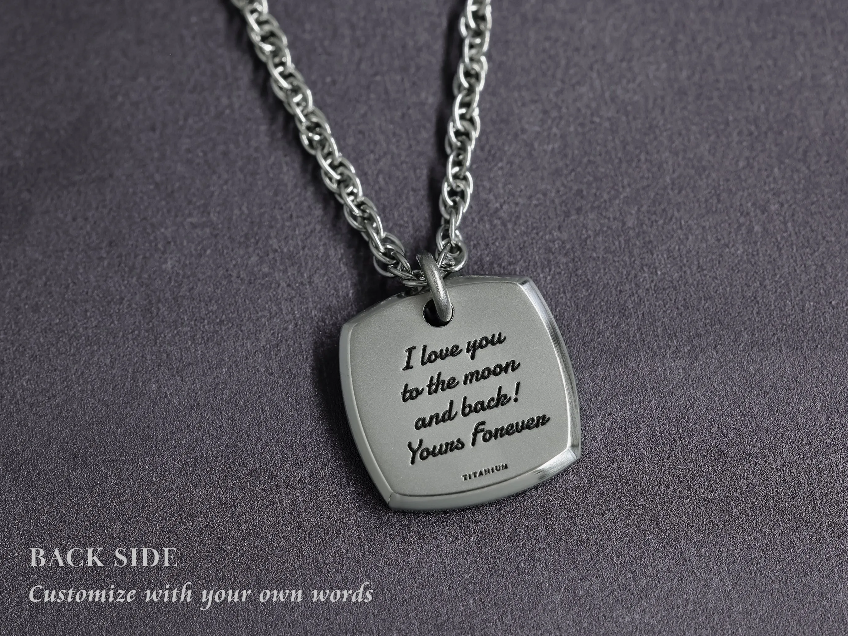 TITANIUM Your Artwork - Womens 3D Square Custom Art Necklace