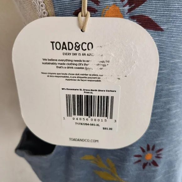 Toad&amp;Co Womens Blue Floral Sleeveless Rosemarie Dress Size XL NWT